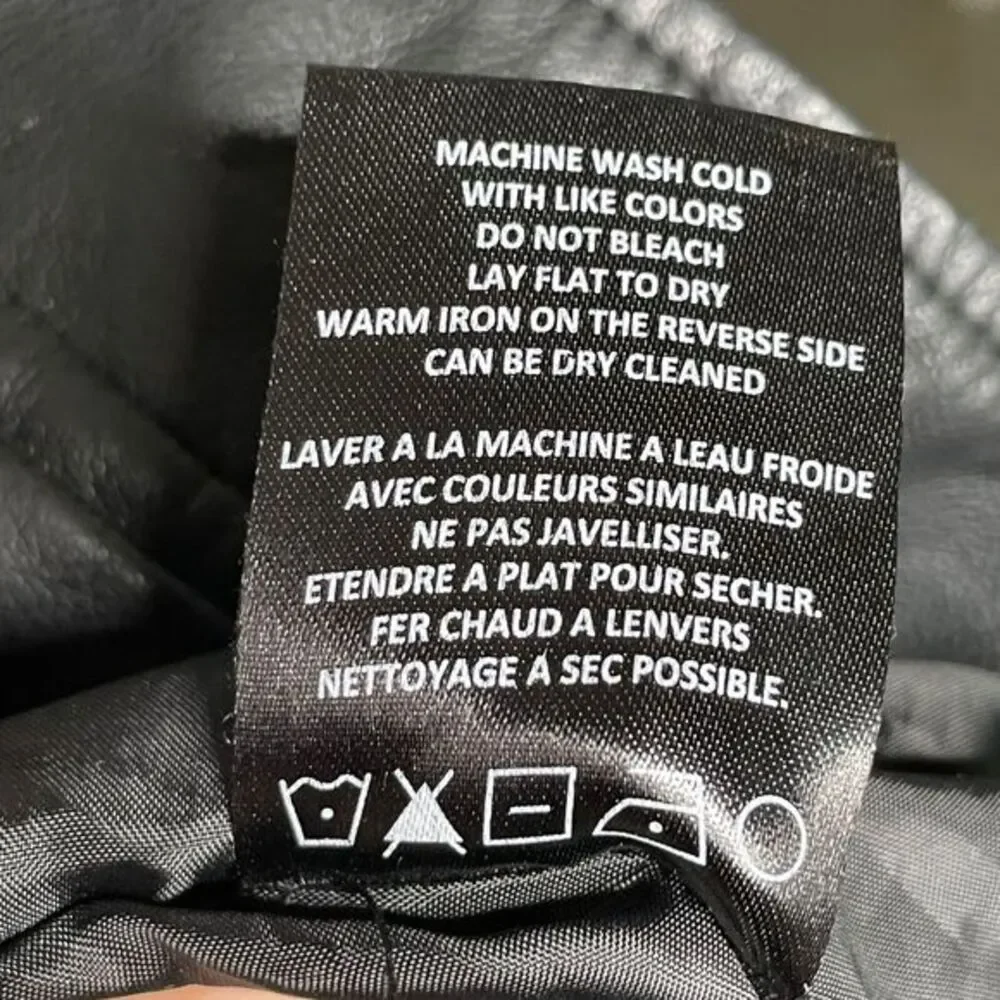 VIGOSS Black Leopard Print Moto Jacket Faux Leather‎ Combo Women's XS
